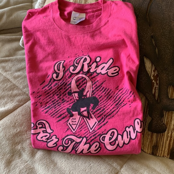 Port and Company Tops - Breast cancer ride for the cure t-shirt